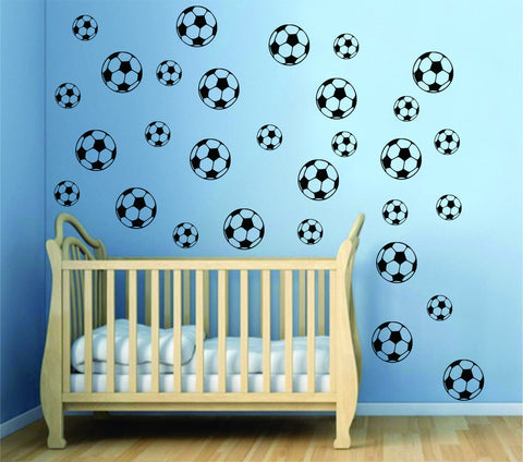 Set of 30 Soccer Balls Sports Decal Sticker Wall Vinyl Art Home Decor Teen Nursery Fifa Football