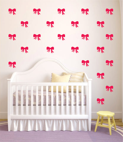 Set of 40 Girl Bows Pattern Decal Sticker Wall Vinyl Art Home Decor Cute Girly Daughter Baby