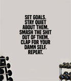 Set Goals Fitness Gym Quote Health Work Out Decal Sticker Vinyl Art Wall Room Decor Teen Motivation Inspirational Girls Lift