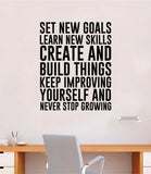 Set New Goals Wall Decal Home Decor Vinyl Art Sticker Bedroom Quote Nursery Baby Teen Boy Girl School Inspirational Motivational Fitness Gym Health