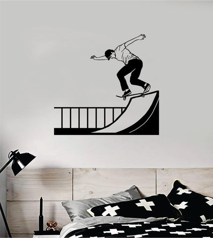 Skater Halfpipe Wall Decal Decor Sticker Vinyl Art Bedroom Room Teen Sports Skating Skateboard Skate Nursery Cool Boys