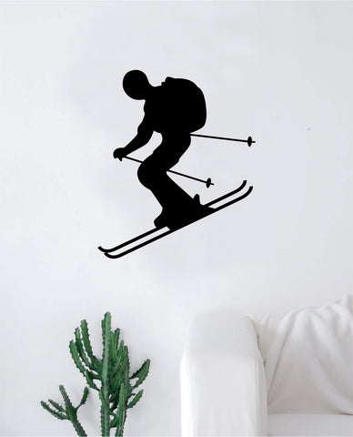 Skiing Wall Decal Sticker Vinyl Art Bedroom Room Home Decor Teen Baby Boy Girl Nursery Sports Snow Ski Skiier Mountains