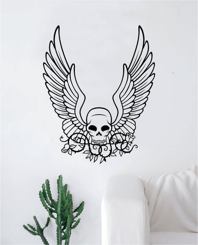 Skull Wings Roses Wall Decal Sticker Vinyl Art Bedroom Living Room Decor Teen