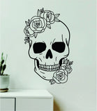 Skull Flowers Wall Decal Home Decor Vinyl Sticker Art Bedroom Room Girls Boys Modern Boho Nature Inspirational Cute Tattoo