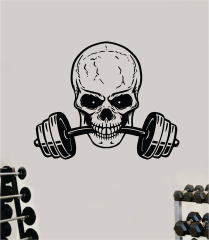 Skull Gym Decal Sticker Wall Vinyl Art Wall Bedroom Room Decor Motivational Inspirational Teen Sports Fitness Exercise Health Girls Squat Beast