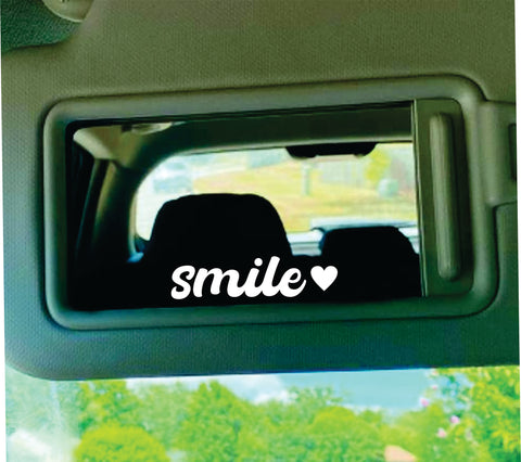 Smile Heart Car Decal Truck Window Windshield JDM Bumper Sticker Vinyl Quote Girls Funny Mom Milf Beauty Make Up Selfie Mirror Girlfriend Inspirational