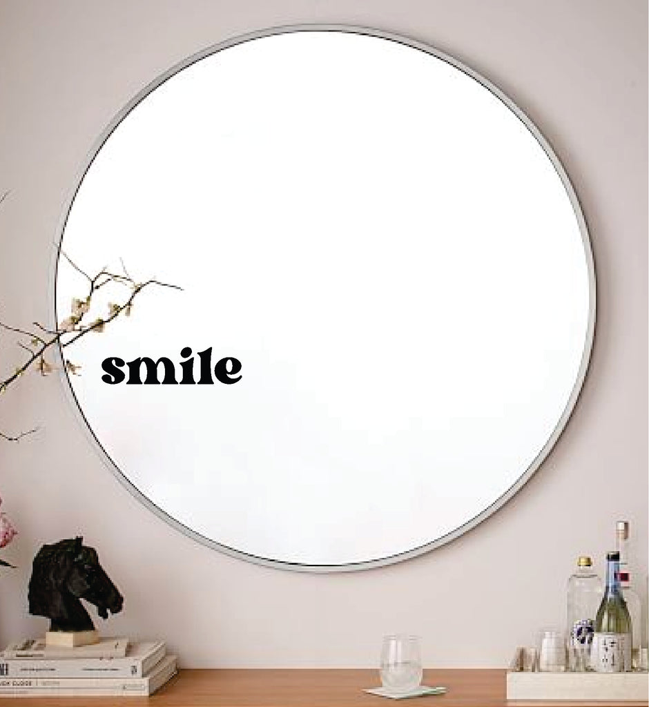 SMILE MIRROR DECAL, Vinyl Mirror Decals, Words of Encouragement