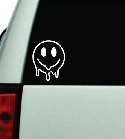 Smiley Face Melting Car Decal Truck Window Windshield Rearview JDM Bumper Sticker Vinyl Quote Boy Girls Funny Mom Milf Women Trendy Cute Aesthetic Bestie Good Vibes