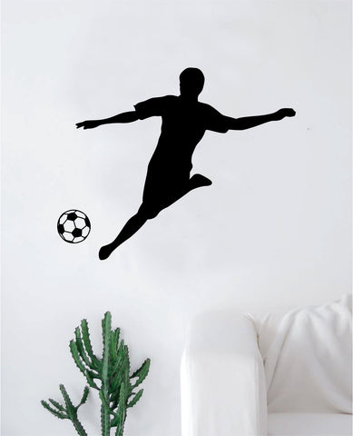Soccer Player Kick Decal Sticker Wall Vinyl Art Decor Home Bedroom Sports Futbol World Cup FIFA Teen Kids Baby Nursery