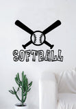 Softball Bats and Ball Wall Decal Sticker Bedroom Living Room Art Vinyl Beautiful Inspirational Sports Teen Baseball Kids Girls