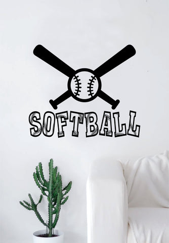 Softball Bats and Ball Wall Decal Sticker Bedroom Living Room Art Vinyl Beautiful Inspirational Sports Teen Baseball Kids Girls