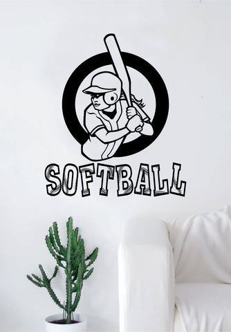 Softball Batter Quote Decal Sticker Vinyl Wall Room Decor Decoration Art Family Home Sports Girls Teen Baseball