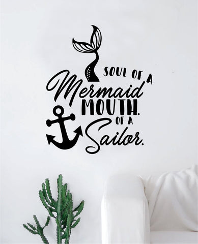 Soul Mermaid Mouth Sailor Decal Sticker Wall Vinyl Art Wall Bedroom Room Home Decor Inspirational Teen Funny Girls Anchor