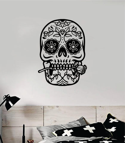 Sugar Skull V17 Art Wall Decal Sticker Vinyl Room Bedroom Home Decor Teen Day of the Dead Rose Zombie