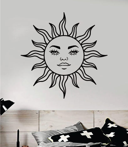 Sun Face Wall Decal Sticker Vinyl Decor Art Home Bedroom Nursery Baby Boy Girl Inspirational Eyes Lashes Brows