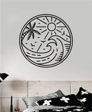 Surf Beach Circle V3 Decal Sticker Wall Vinyl Art Home Room Decor Bedroom Sports Quote Surfing Ocean Waves Good Vibes