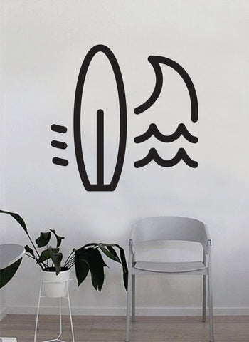 Surfboard Wave Decal Sticker Wall Vinyl Art Home Decor Room Bedroom Sports Quote Surf Surfing Ocean Beach Waves Good Vibes
