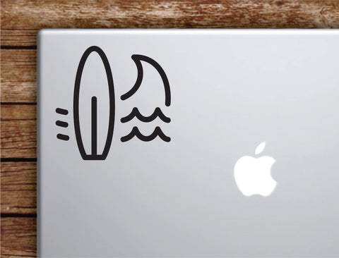 Surfboard Beach Ocean Waves Laptop Wall Decal Sticker Vinyl Art Quote Macbook Apple Decor Car Window Truck Teen Inspirational Girls Sports Surf