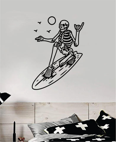 Surf Skeleton Shaka Wall Decal Home Decor Art Bedroom Sticker Vinyl Sports Teen Kids Beach Ocean Skull