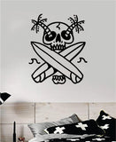 Surf Skull Art Wall Decal Sticker Vinyl Room Bedroom Home Decor Teen Day of the Dead Zombie Sugarskull Sports Beach Tattoo