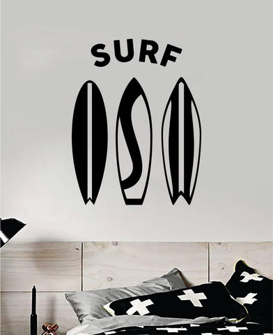 Surf Surfboards Decal Sticker Wall Vinyl Art Home Decor Room Bedroom Teen Sports Surfing Ocean Beach Waves Good Vibes
