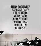 Think Positively Exercise Daily Wall Decal Home Decor Vinyl Art Sticker Bedroom Quote Nursery Baby Teen Boy Girl School Inspirational Motivational Gym Fitness Love Work Hard