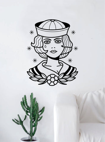 Traditional Sailor Pin Up Girl Tattoo Decal Sticker Wall Vinyl Art Home Decor Beautiful Living Room Bedroom