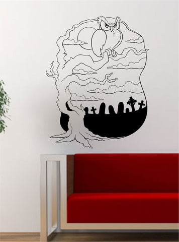 Tree Owl Graves Art Decal Sticker Wall Vinyl Decor Home Room Halloween Zombie