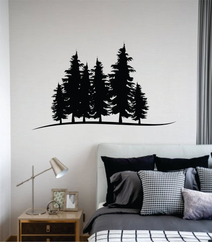 Trees Silhouette V2 Wall Decal Home Decor Sticker Art Vinyl Bedroom Boys Girls Teen Baby Nursery Nature Plants Flowers Forest Mountains