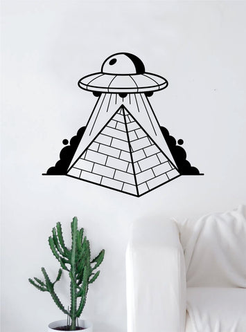 UFO Abducting Pyramids Decal Sticker Wall Vinyl Art Home Decor Space Aliens Martians Funny
