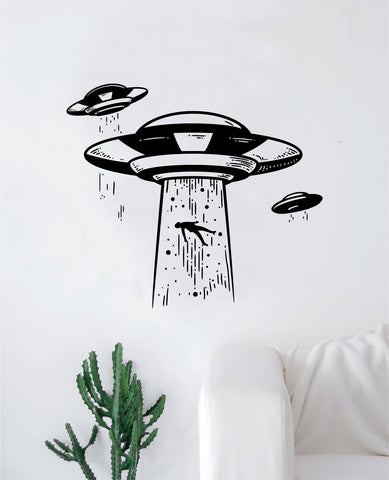 UFO Abduction V3 Decal Sticker Wall Vinyl Art Home Decor Space Aliens Martians Funny Mars Teen Kids