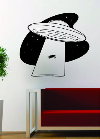 UFO Cow Abduction Alien Design Outer Space Decal Sticker Wall Vinyl Art Home Room Decor