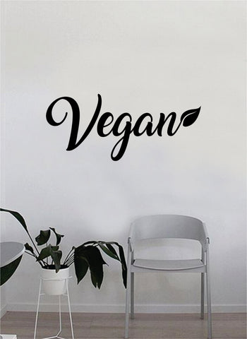 Vegan Leaf Quote Wall Decal Sticker Bedroom Home Room Art Vinyl Inspirational Decor Cute Healthy Fitness Veggies Funny Vegetarian Gym