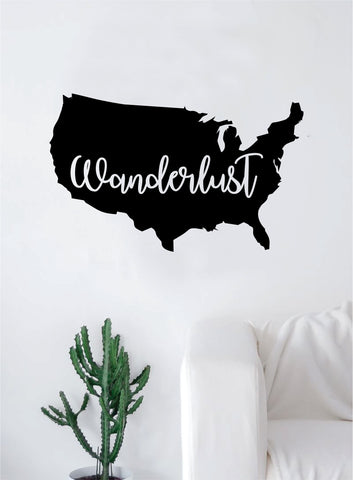 Wanderlust USA America Quote Decal Sticker Wall Vinyl Art Wall Room Decor Inspirational Travel Adventure Explore