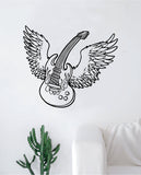 Wings Guitar Wall Decal Sticker Bedroom Room Art Vinyl Home Decor Music Teen Kids Electric Acoustic Rock