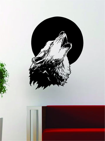 Wolf Howling Moon Design Decal Sticker Wall Vinyl Art Home Room Decor