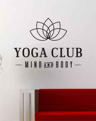 Yoga Club Decal Sticker Wall Vinyl Art Words Decor Meditation Lotus Flower
