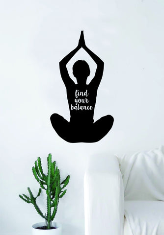 Yoga Find Your Balance Quote Wall Decal Sticker Room Art Vinyl Meditation Meditate Namaste Lotus Flower Mandala