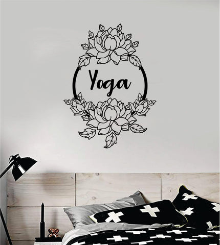 Yoga Lotus Flowers V2 Quote Wall Decal Sticker Vinyl Art Decor Bedroom Namaste Yoga Om Meditate Zen Buddha Teen Kids Baby
